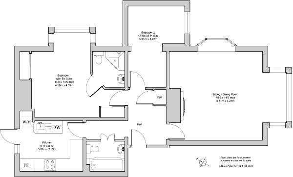 Floorplan of 2 bedroom  Flat for sale, Clarendon Road, Kenilworth, Warwickshire, CV8