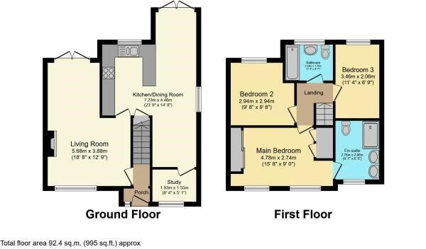 Floorplan of 3 bedroom Semi Detached House for sale, Dunstall Crescent, Bishops Tachbrook, Warwickshire, CV33