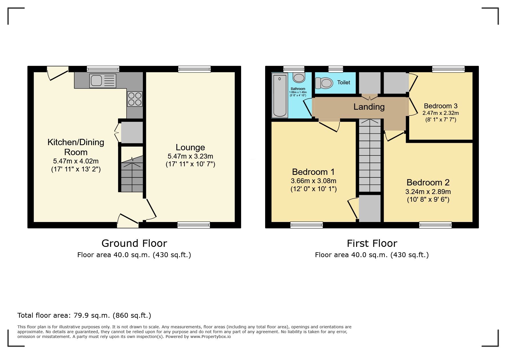 Floorplan of 3 bedroom Mid Terrace House for sale, Lancaster Place, Kenilworth, Warwickshire, CV8