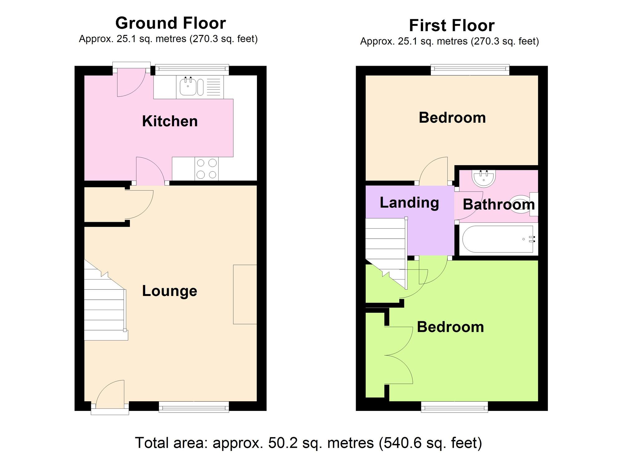 Floorplan of 2 bedroom Semi Detached House for sale, Cheltenham Close, Bedworth, Warwickshire, CV12