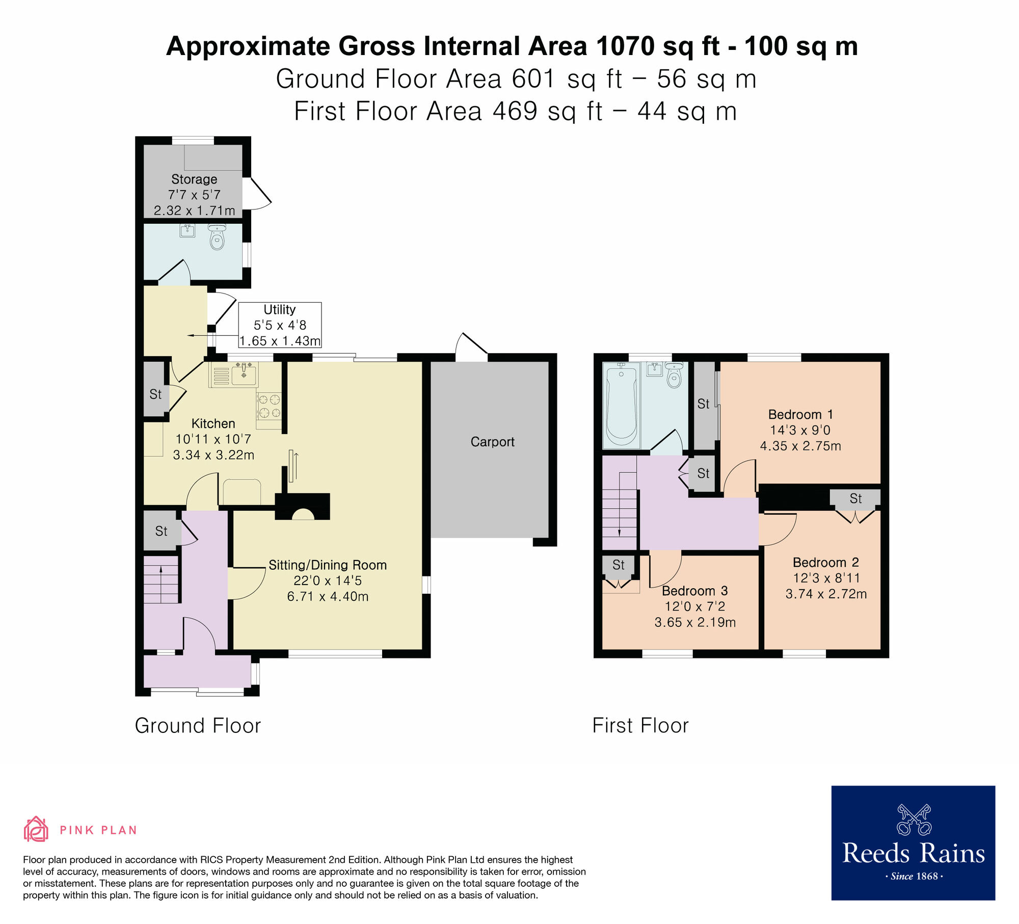 Floorplan of 3 bedroom End Terrace House for sale, Whitemoor Road, Kenilworth, Warwickshire, CV8