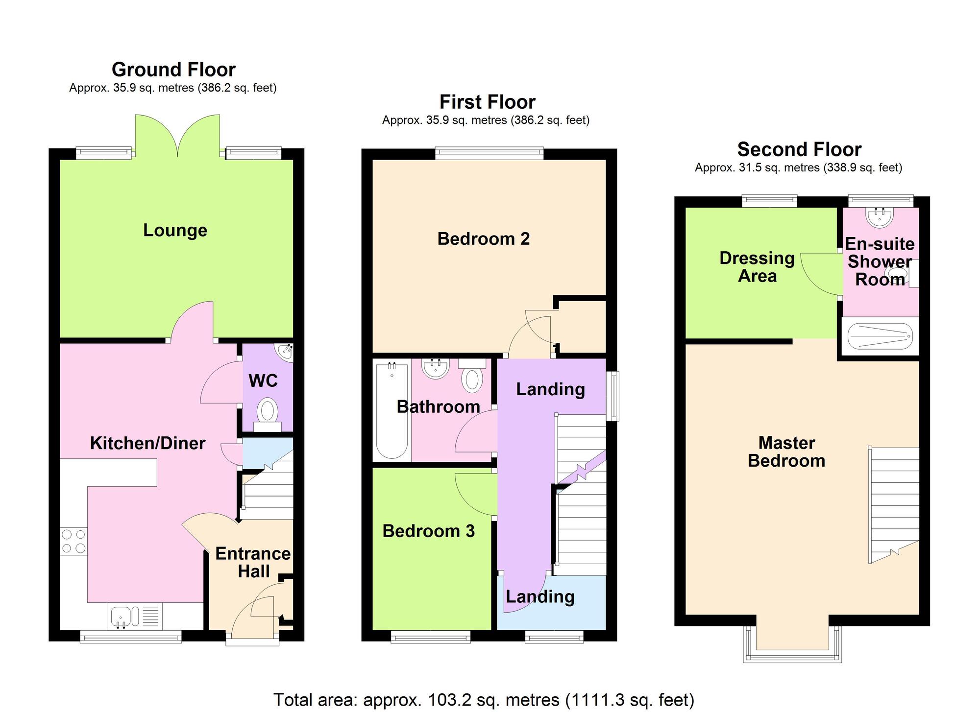 Floorplan of 3 bedroom Semi Detached House for sale, Down Meadow, Bedworth, Warwickshire, CV12