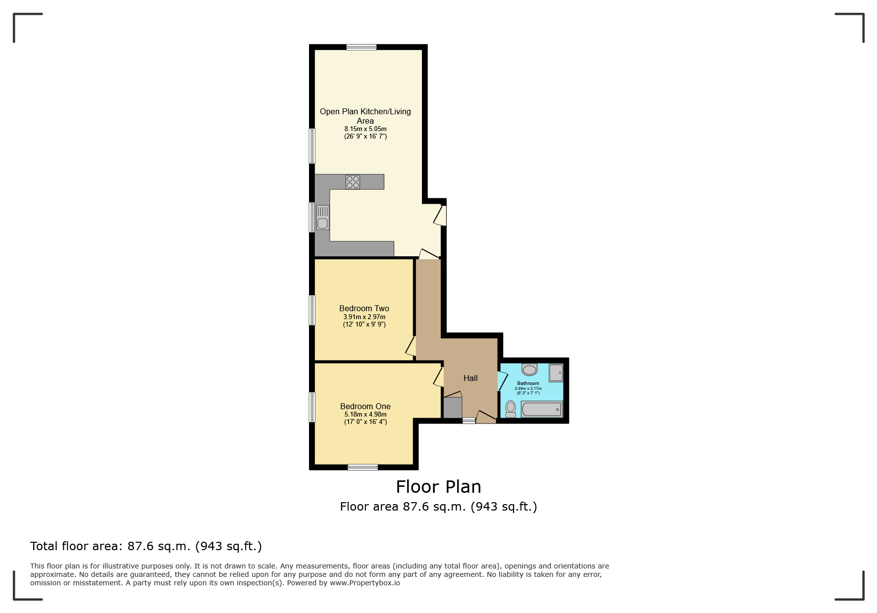 Floorplan of 2 bedroom Flat for sale, Ladbroke, Southam, Warwickshire, CV47