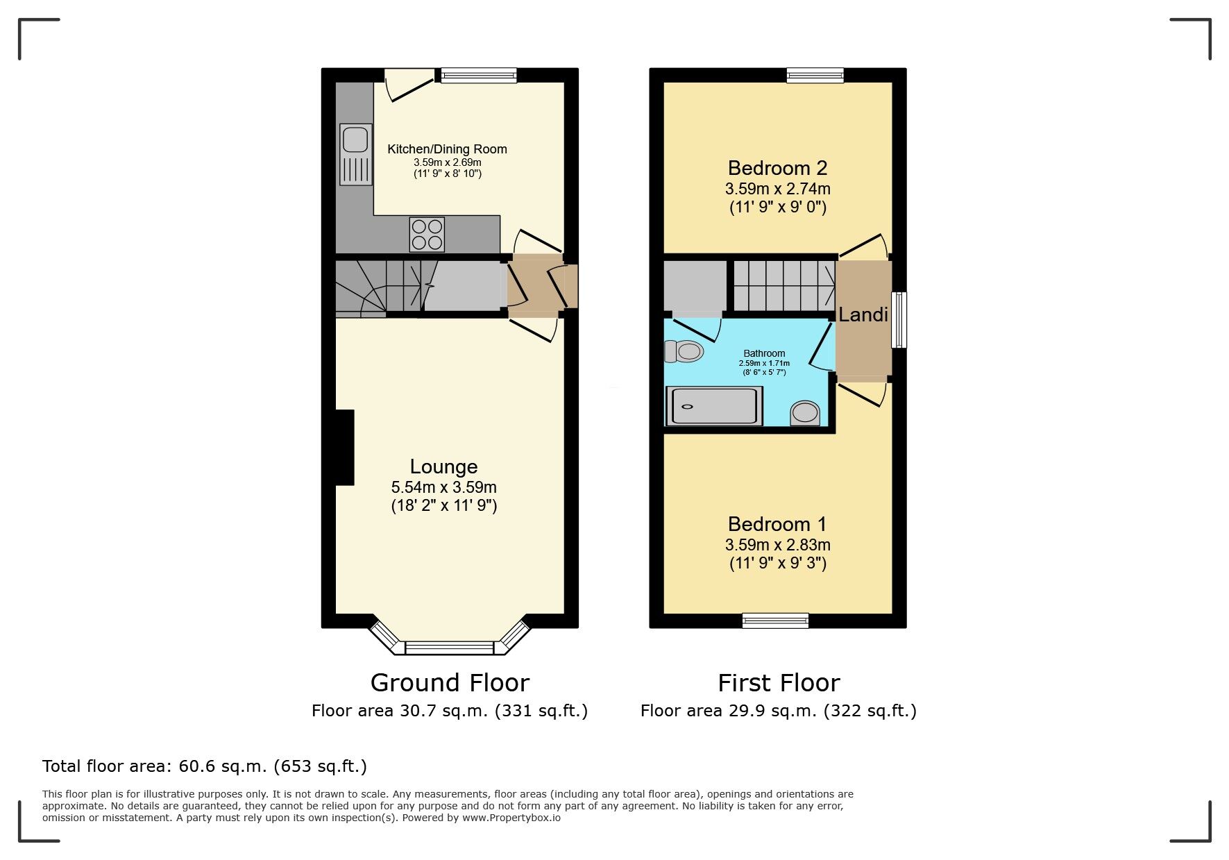 Floorplan of 2 bedroom Semi Detached House for sale, Ebourne Close, Kenilworth, Warwickshire, CV8