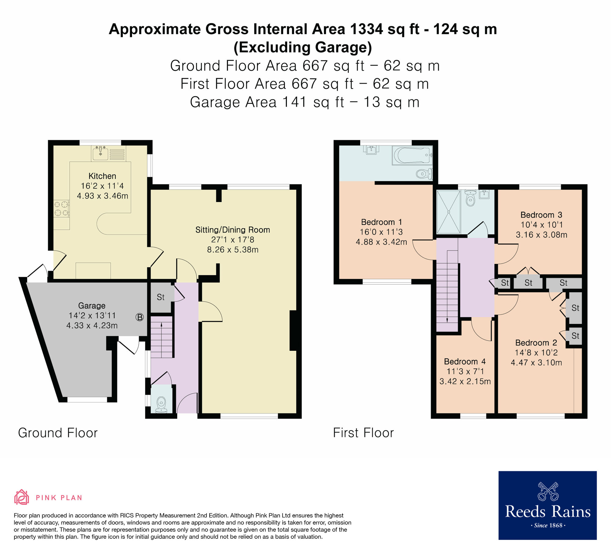 Floorplan of 4 bedroom Semi Detached House for sale, Eden Croft, Kenilworth, Warwickshire, CV8