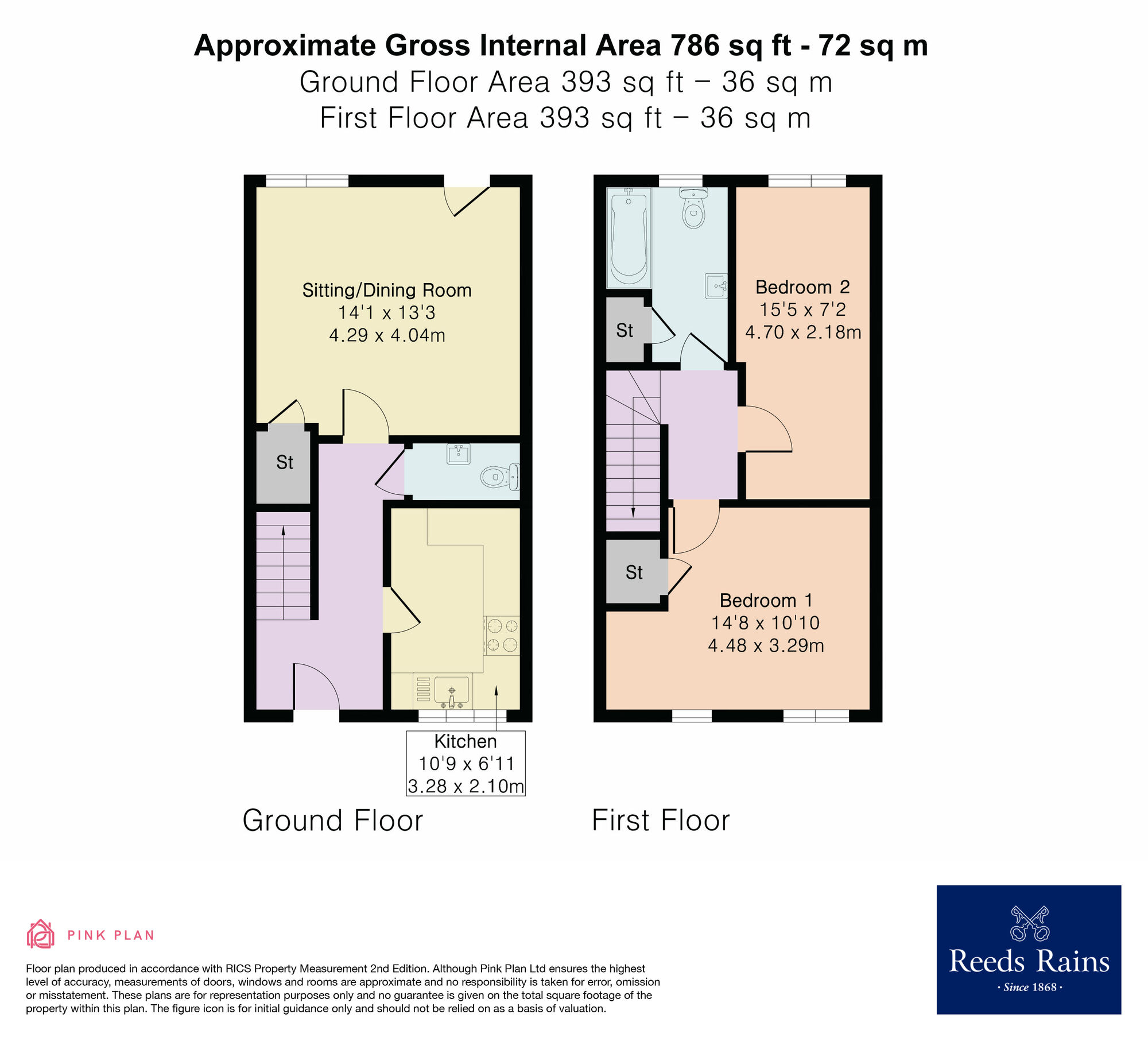 Floorplan of 2 bedroom Mid Terrace House for sale, Harris Way, Kenilworth, Warwickshire, CV8