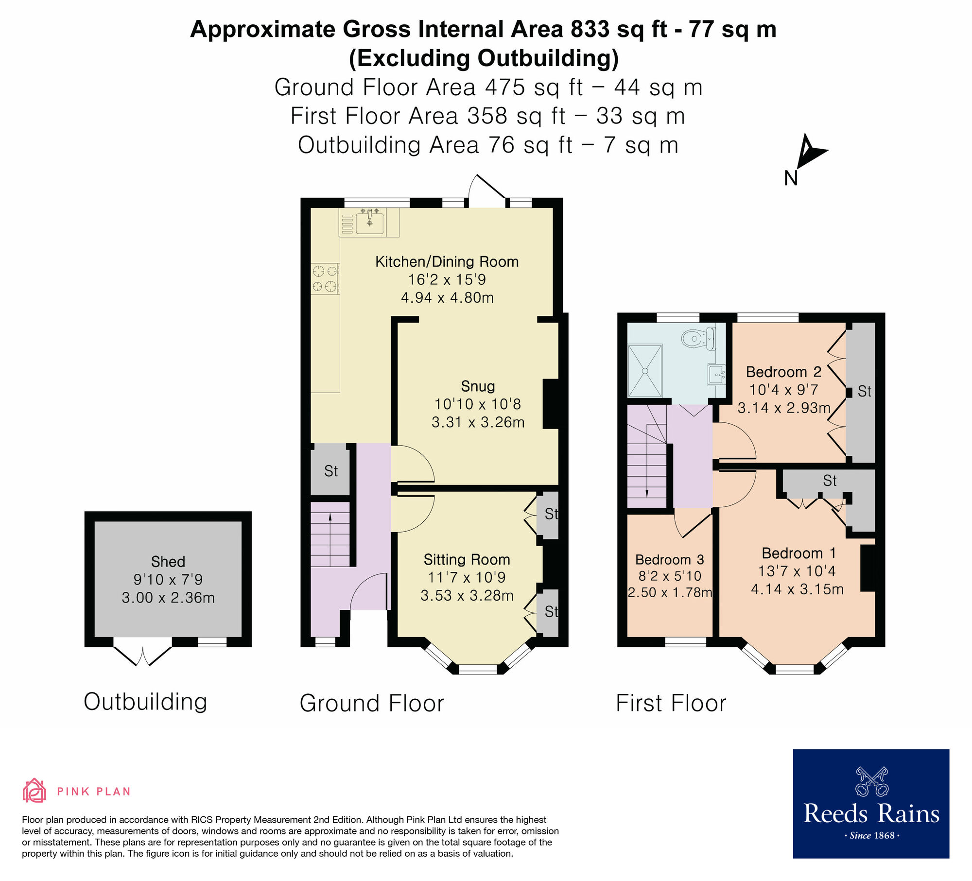 Floorplan of 3 bedroom Mid Terrace House for sale, Taylor Avenue, Leamington Spa, Warwickshire, CV32