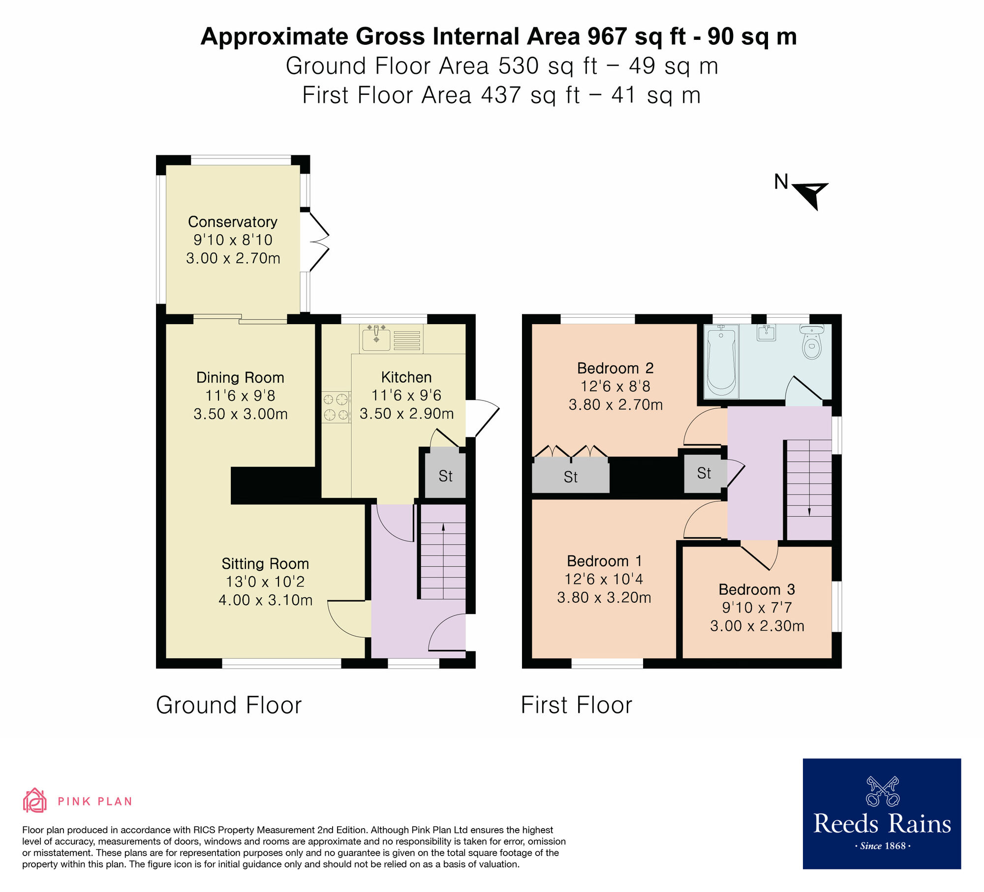 Floorplan of 3 bedroom Semi Detached House for sale, Finham Road, Kenilworth, Warwickshire, CV8