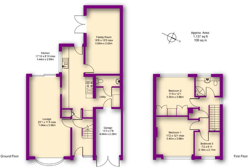 Floorplan of 3 bedroom Semi Detached House for sale, Woodcote Avenue, Kenilworth, Warwickshire, CV8