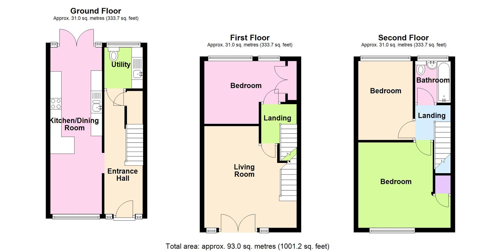 Floorplan of 3 bedroom Mid Terrace House for sale, Alpine Court, Kenilworth, Warwickshire, CV8