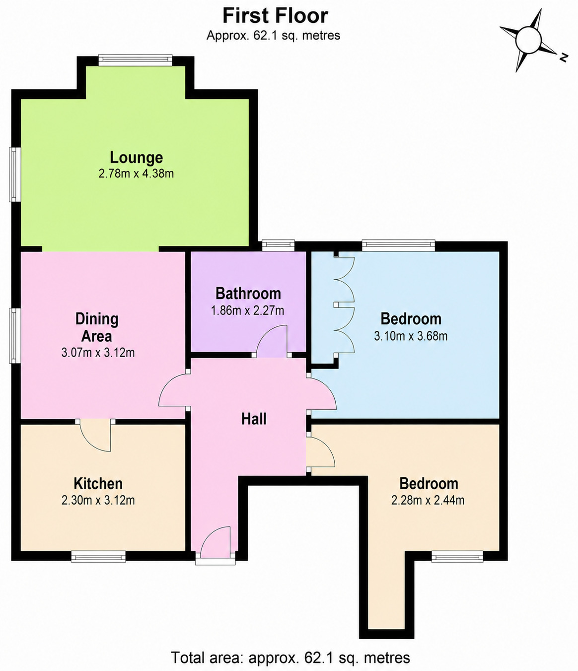 Floorplan of 2 bedroom Flat for sale, Elmdene Road, Kenilworth, Warwickshire, CV8