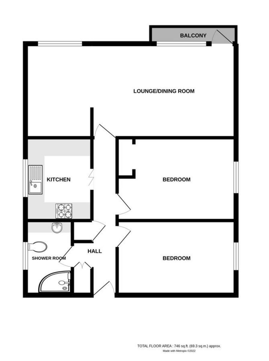 Floorplan of 2 bedroom Flat for sale, Barrowfield Lane, Kenilworth, Warwickshire, CV8