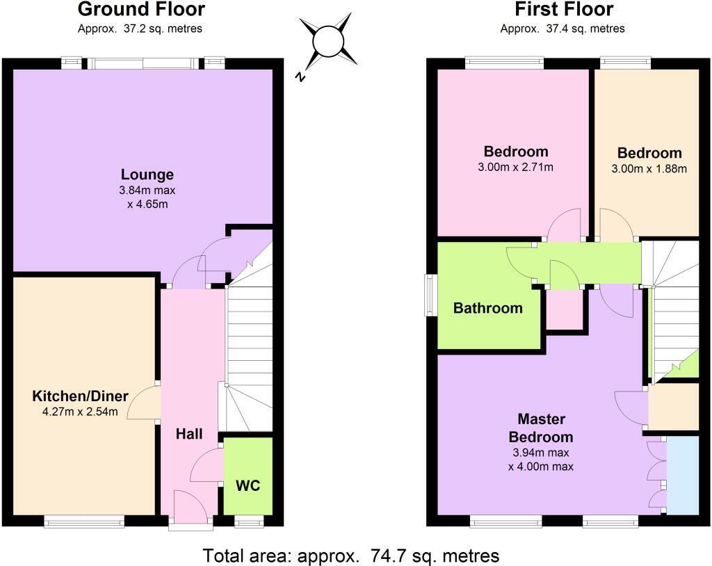 Floorplan of 3 bedroom Semi Detached House for sale, Clifden Grove, Kenilworth, Warwickshire, CV8