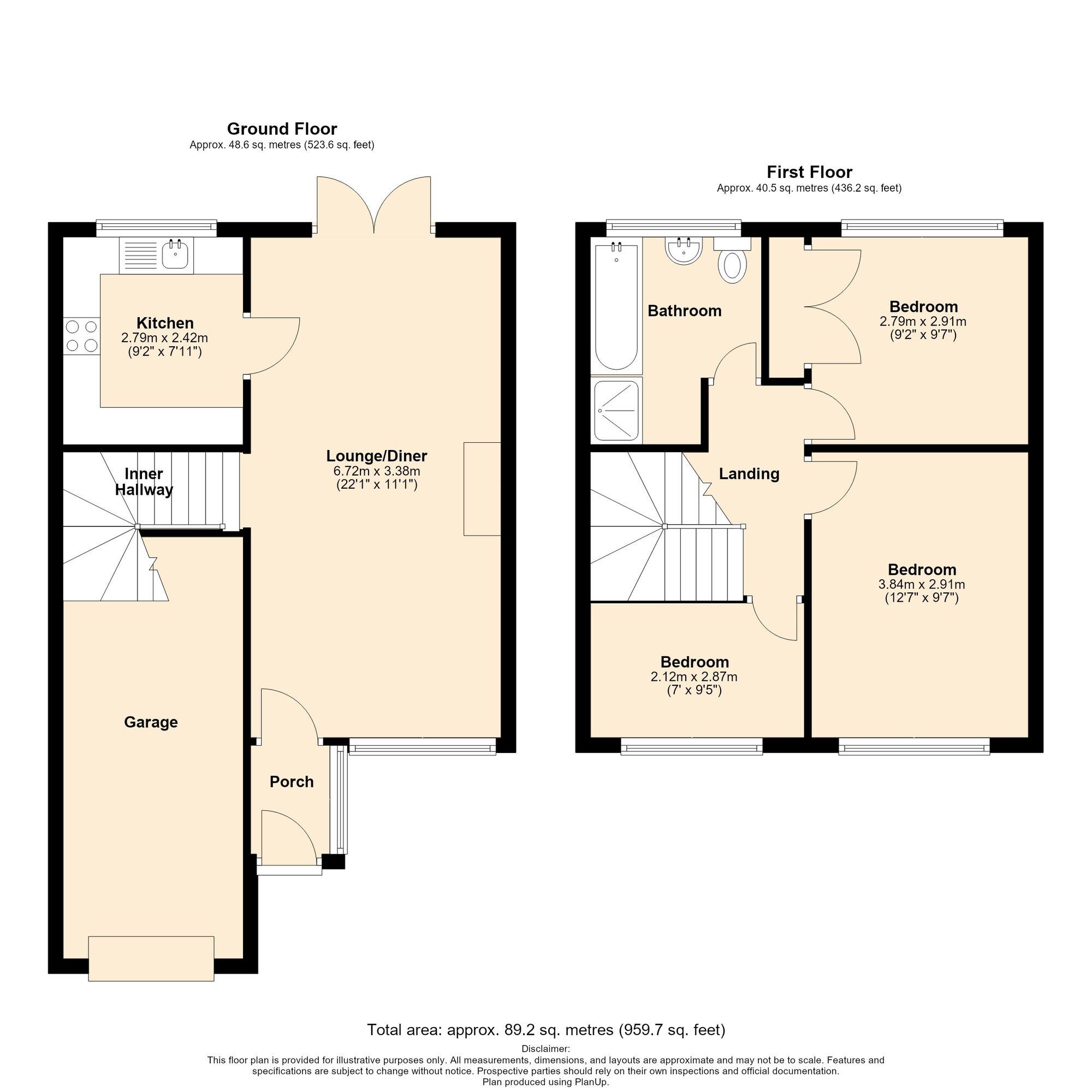 Floorplan of 3 bedroom Mid Terrace House for sale, Melrose Avenue, Bedworth, Warwickshire, CV12