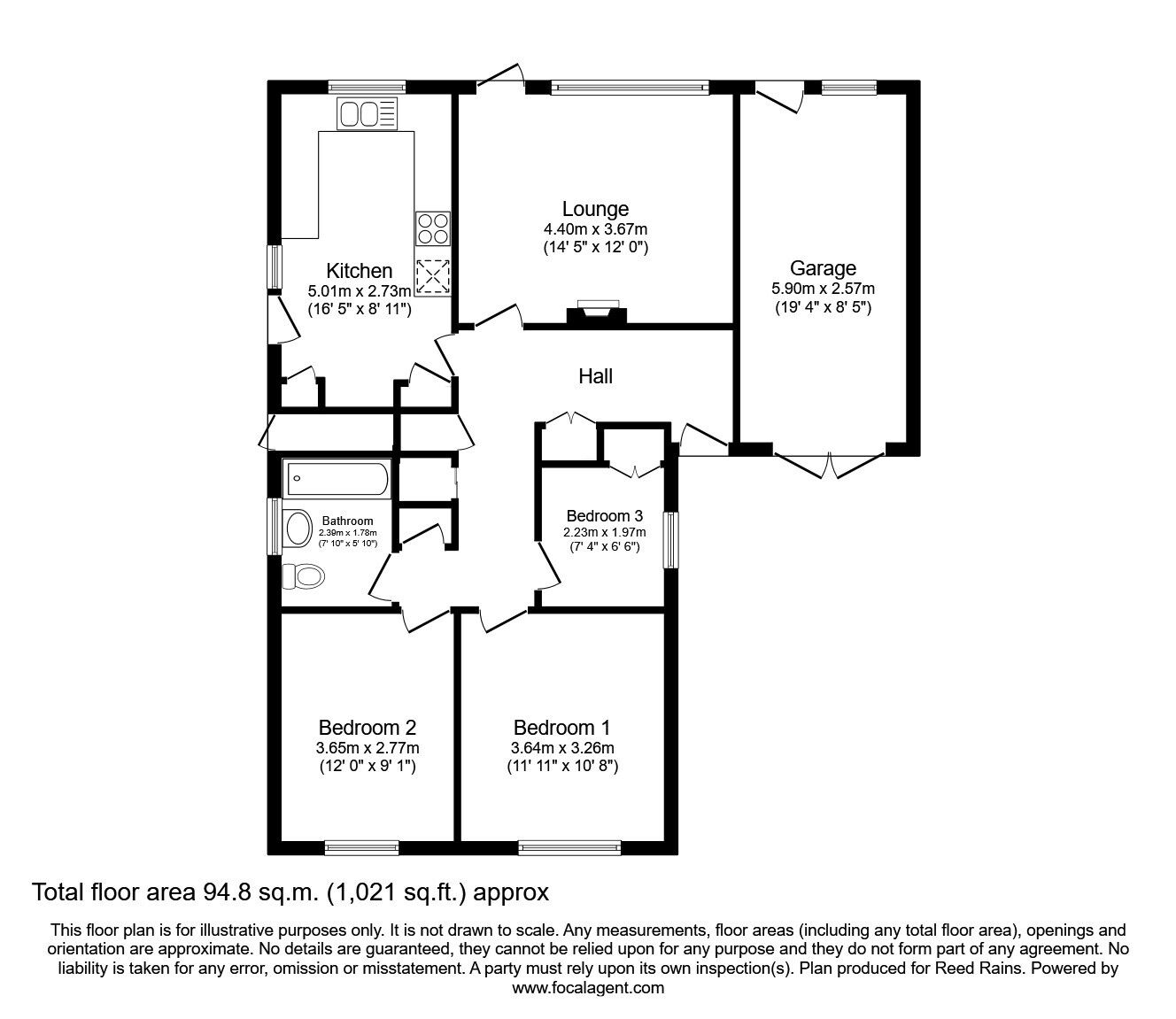 Floorplan of 3 bedroom Detached Bungalow for sale, Cumberland Avenue, Leyland, Lancashire, PR25