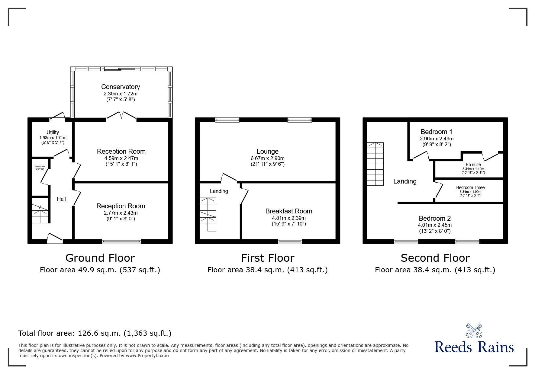 Floorplan of 4 bedroom Mid Terrace House to rent, Butlers Farm Court, Leyland, Lancashire, PR25