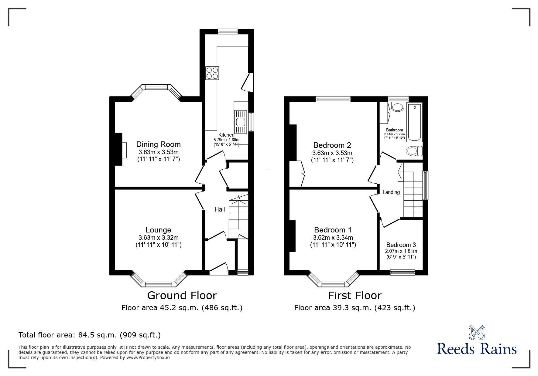 Floorplan of 3 bedroom Semi Detached House for sale, Crawford Avenue, Leyland, Lancashire, PR25
