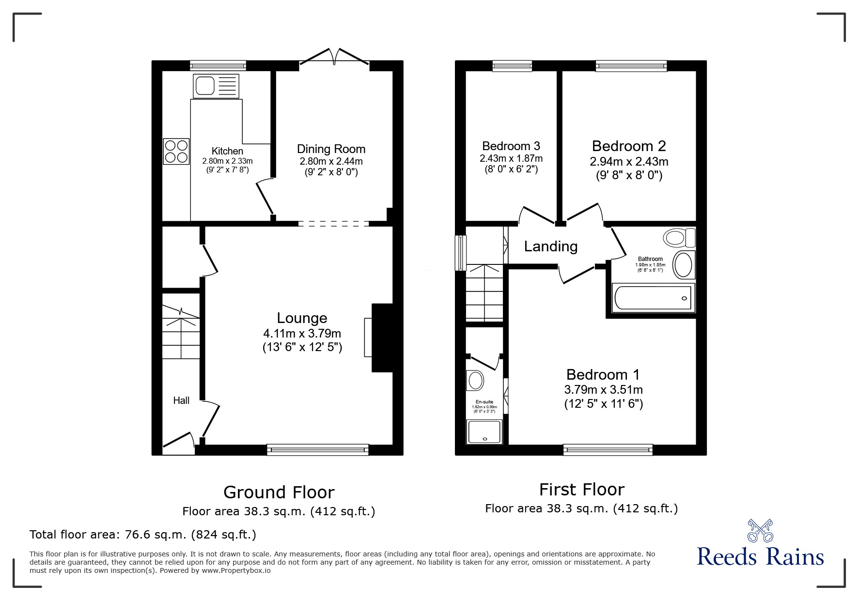 Floorplan of 3 bedroom End Terrace House for sale, Stratfield Place, Leyland, Lancashire, PR25