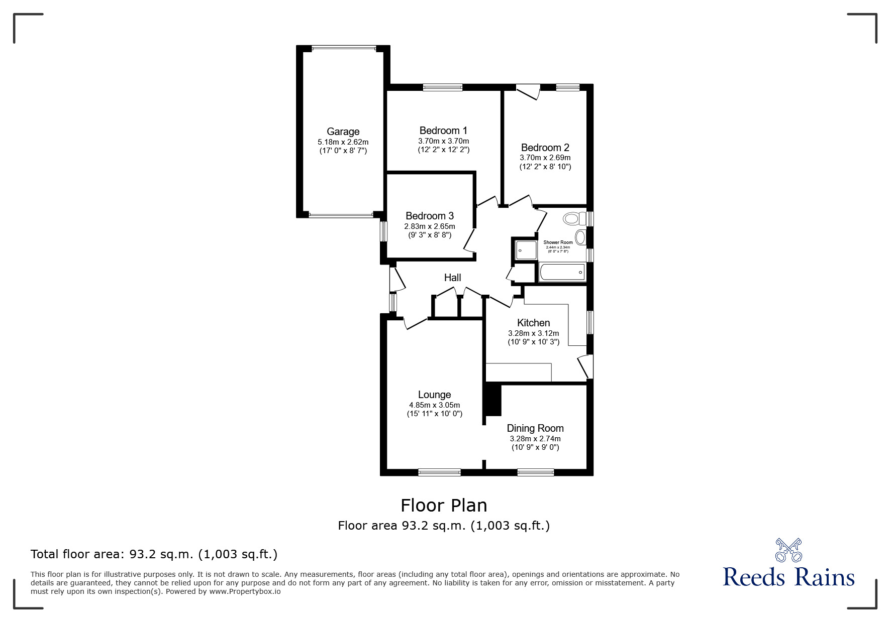 Floorplan of 3 bedroom Detached Bungalow for sale, Runshaw Lane, Euxton, Lancashire, PR7