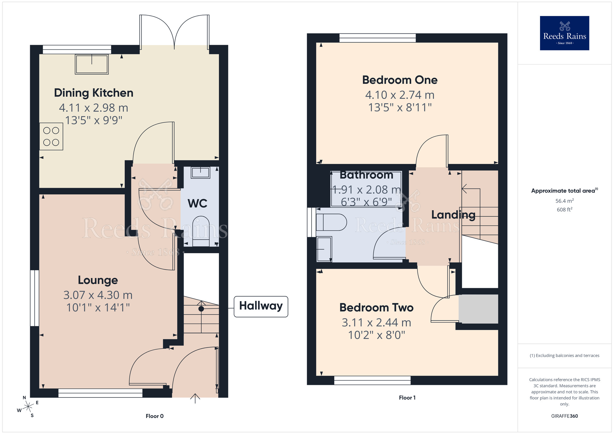 Floorplan of 2 bedroom Semi Detached House for sale, Ivy Court, Leyland, Lancashire, PR25