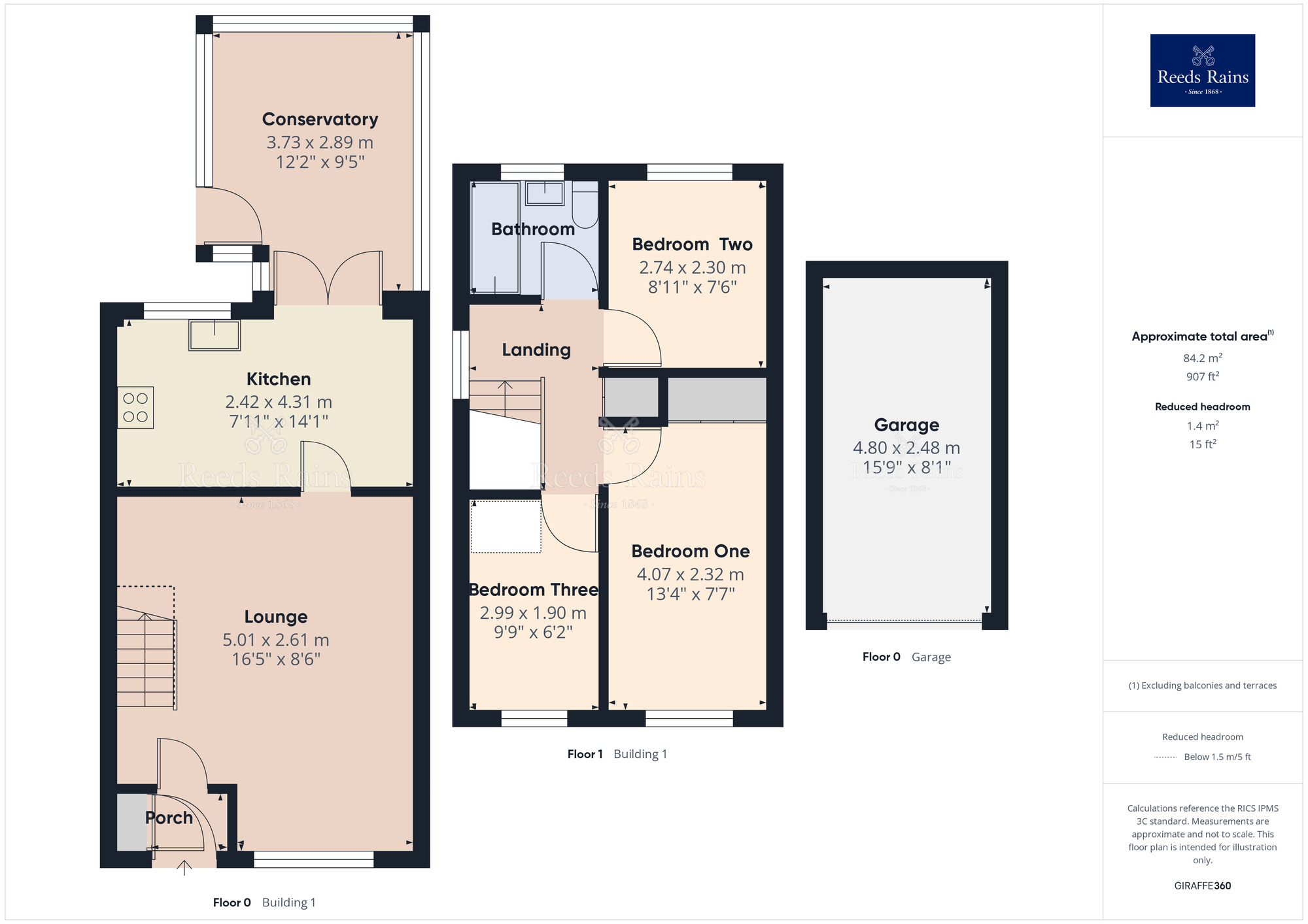 Floorplan of 3 bedroom Semi Detached House for sale, Fernleigh, Leyland, Lancashire, PR26