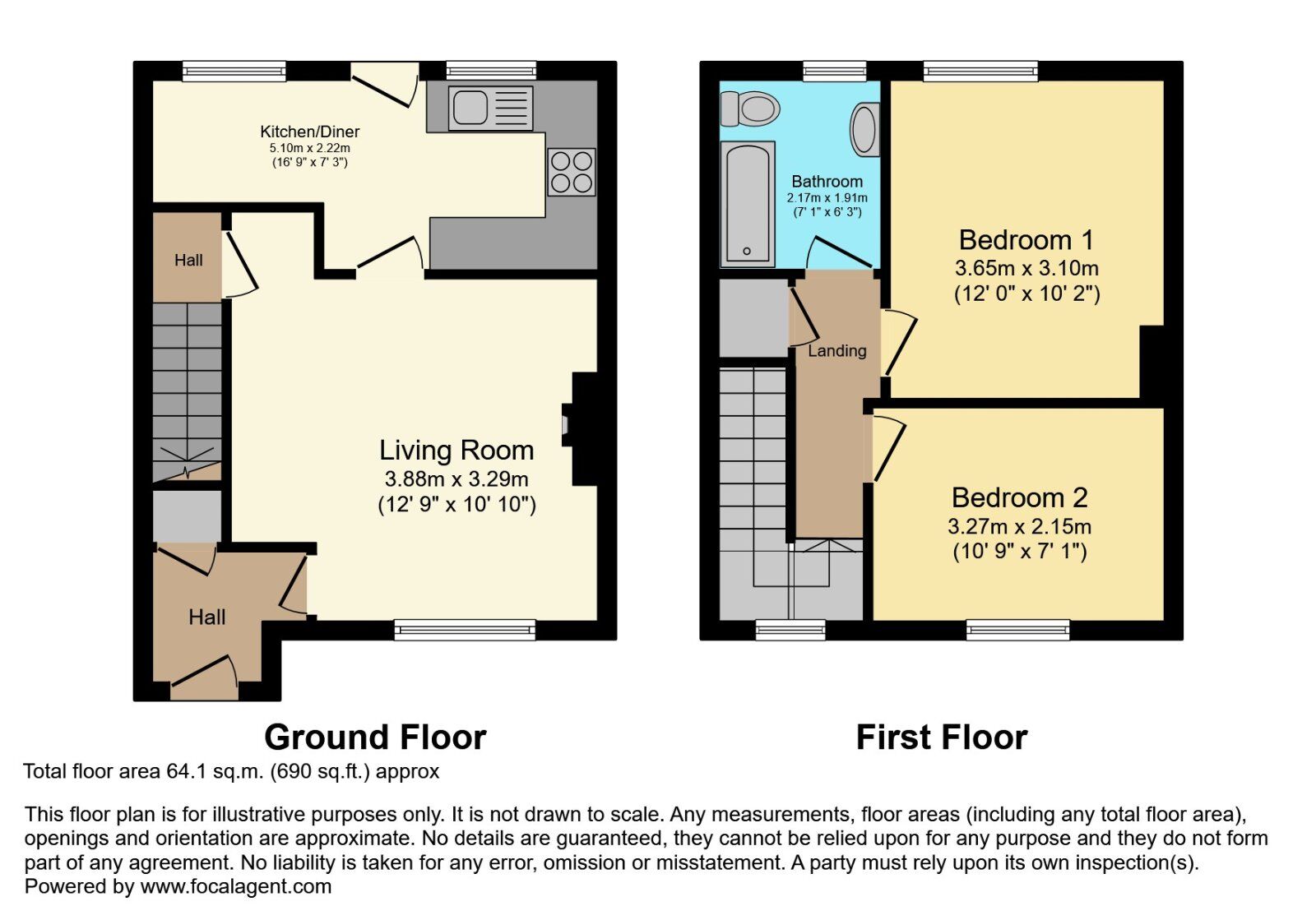 Floorplan of 2 bedroom End Terrace House for sale, Coronation Gardens, Lisburn, County Down, BT27
