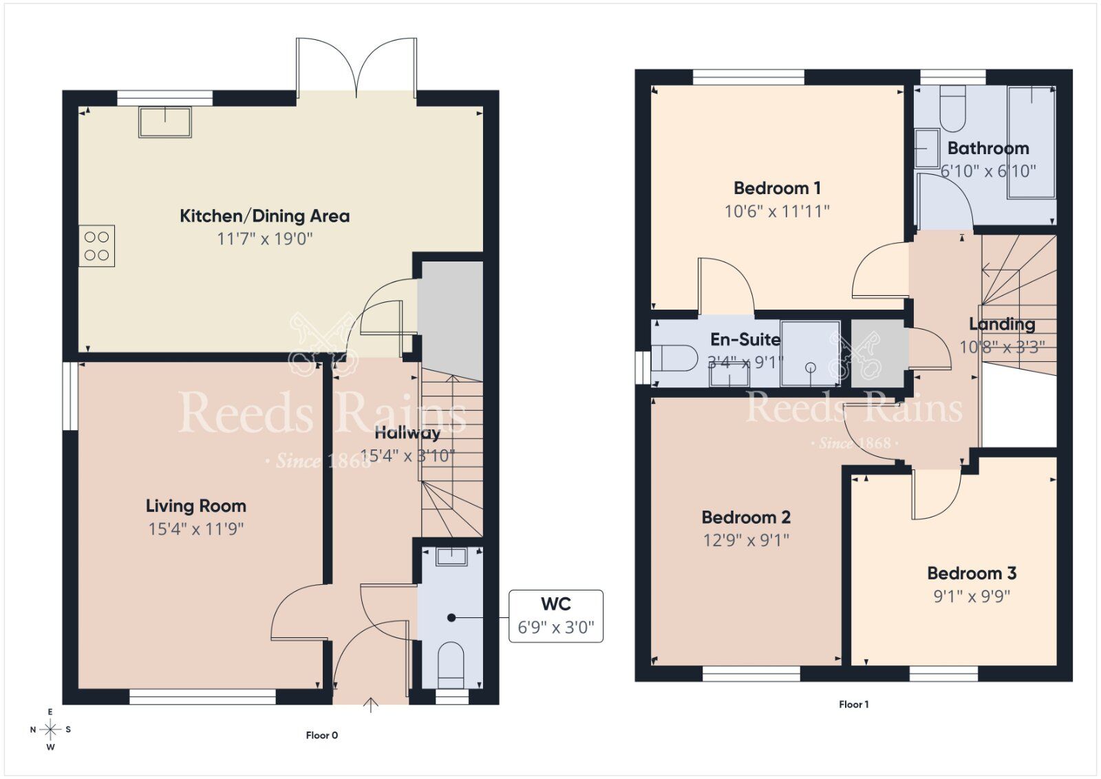 Floorplan of 3 bedroom Semi Detached House for sale, Woodbrook Walk, Lisburn, County Antrim, BT28