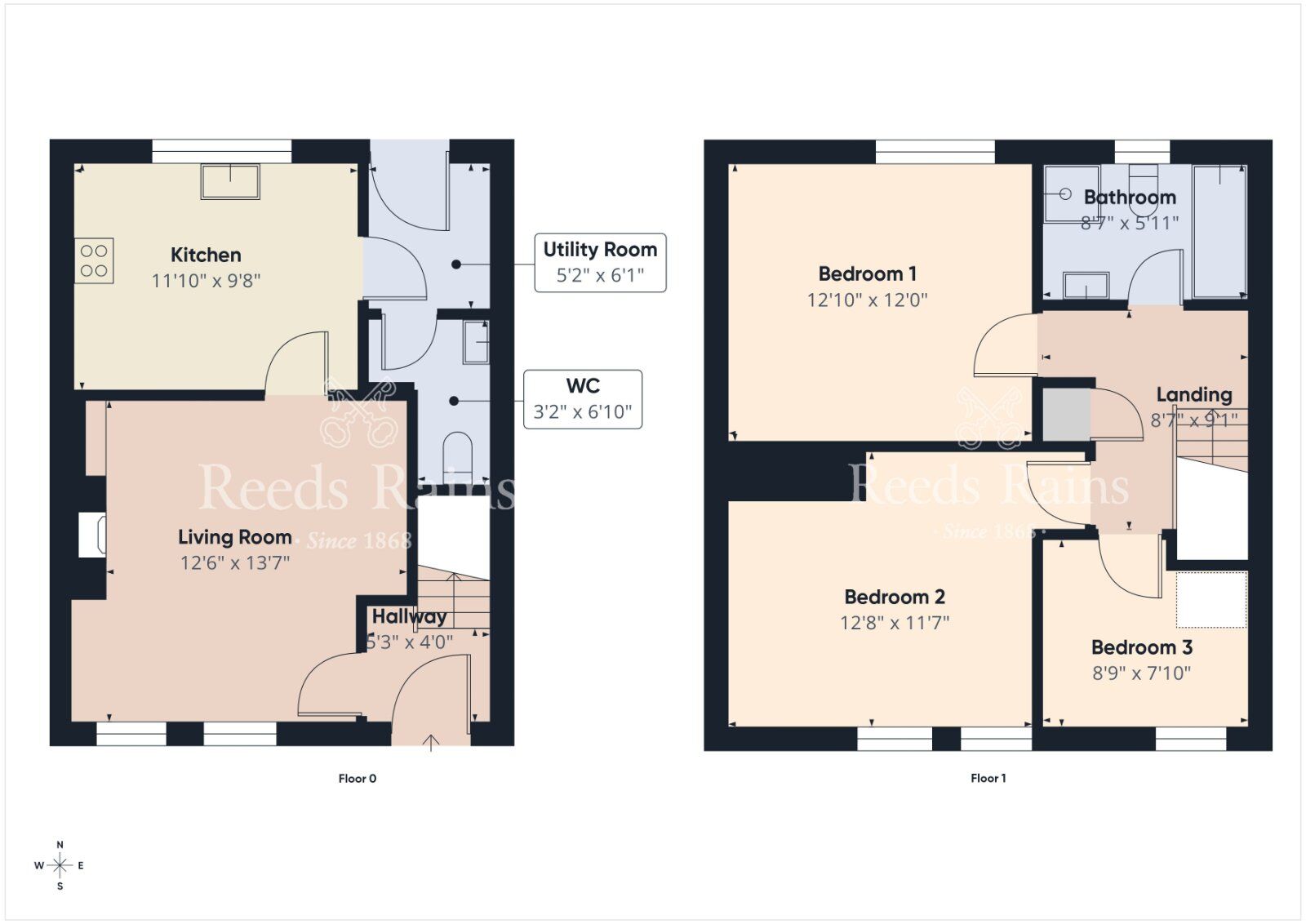 Floorplan of 3 bedroom Mid Terrace House for sale, Whitethorn Lane, Kinallen, County Down, BT25