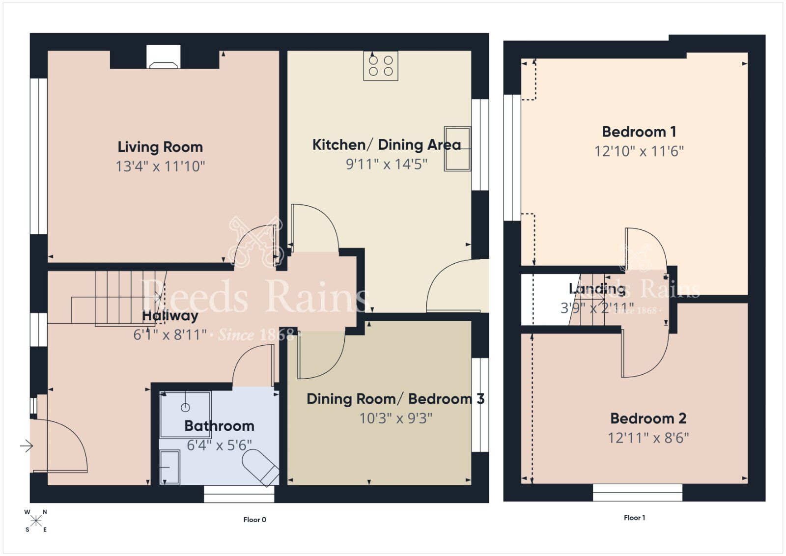 Floorplan of 3 bedroom Semi Detached Bungalow for sale, Braemar Crescent, Lambeg, Lisburn, County Down, BT27