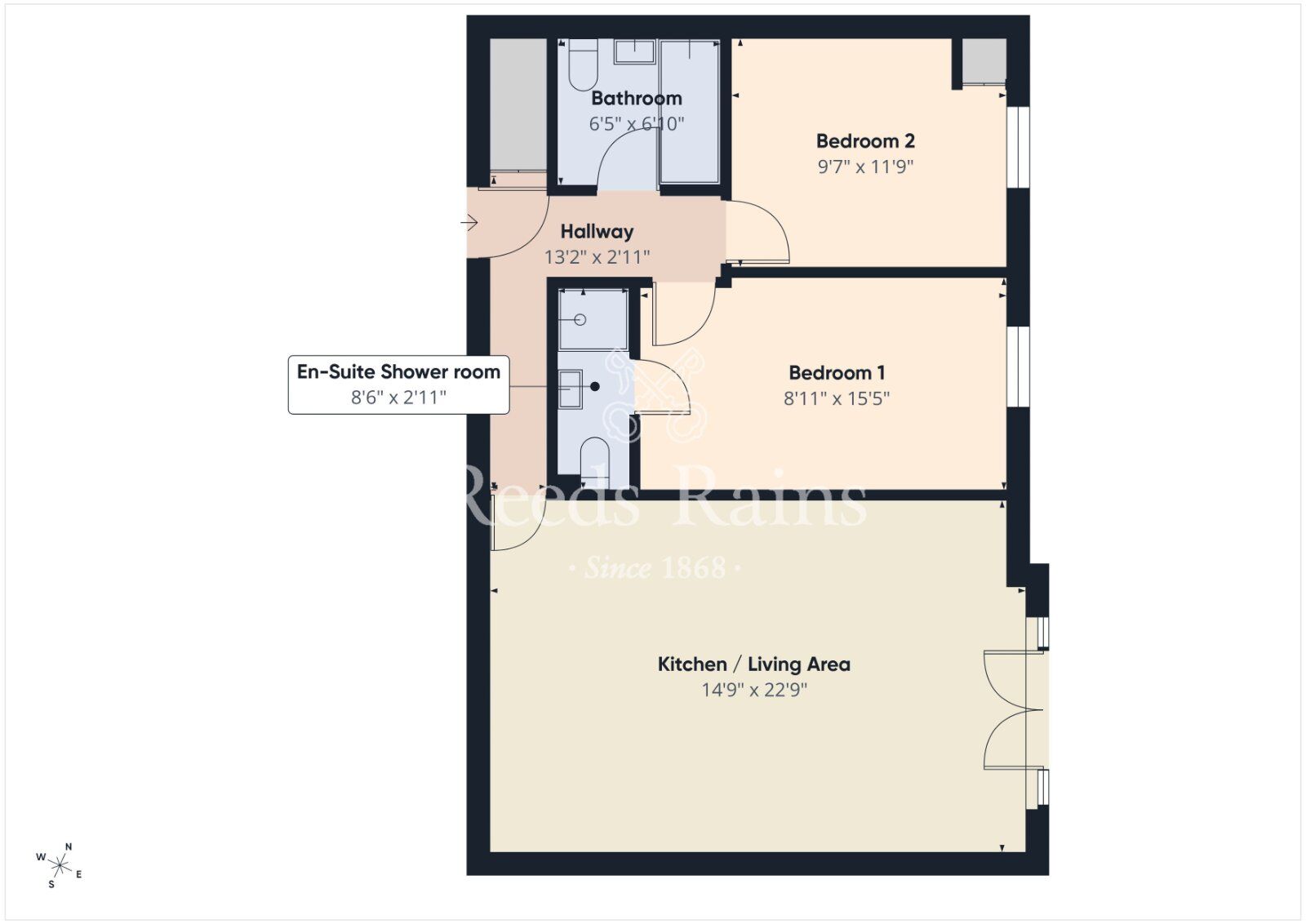 Floorplan of 2 bedroom Flat for sale, Redwood Grove, Dunmurry, County Down, BT17