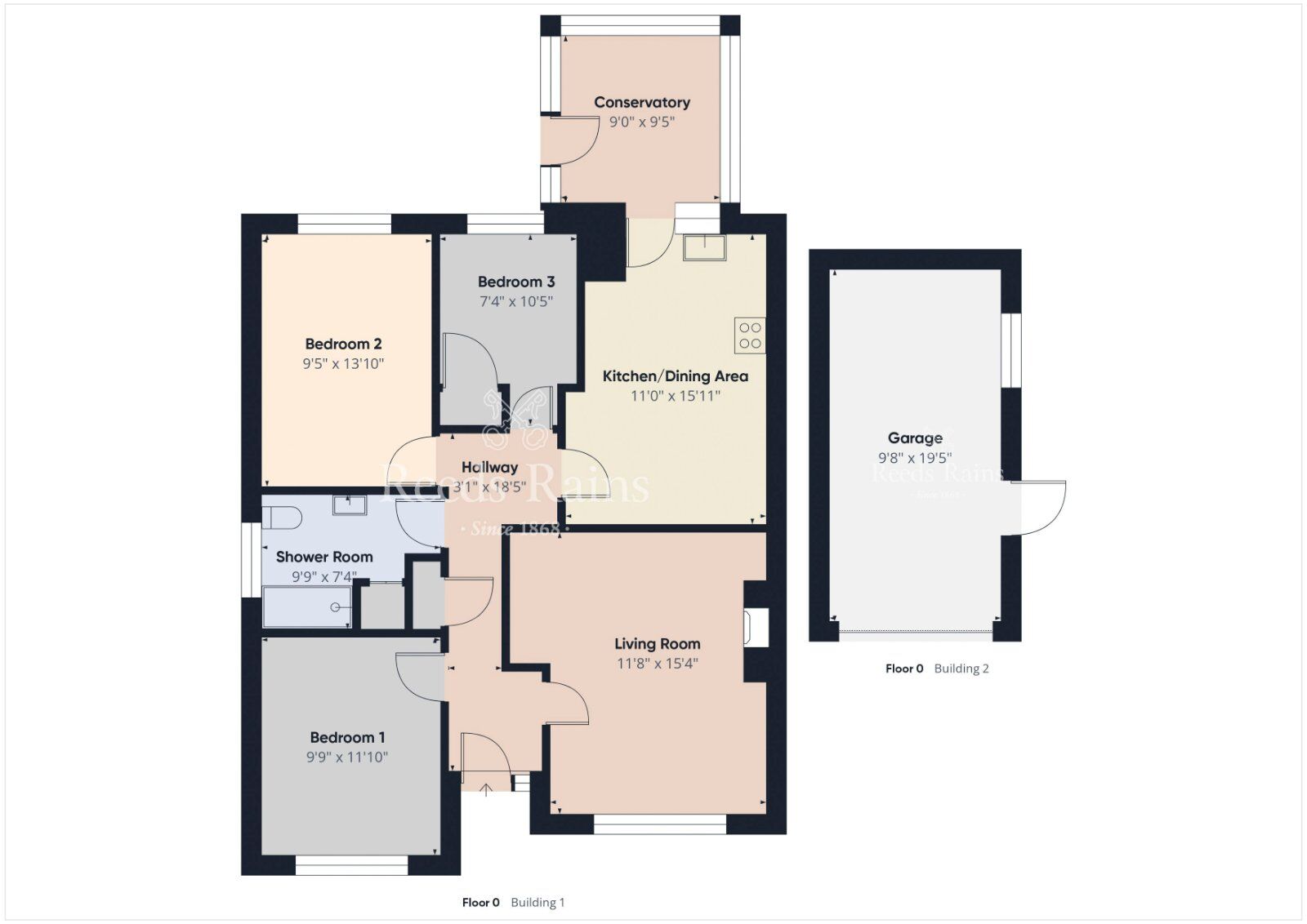 Floorplan of 3 bedroom Semi Detached Bungalow for sale, Addison Park, Lisburn, County Antrim, BT28
