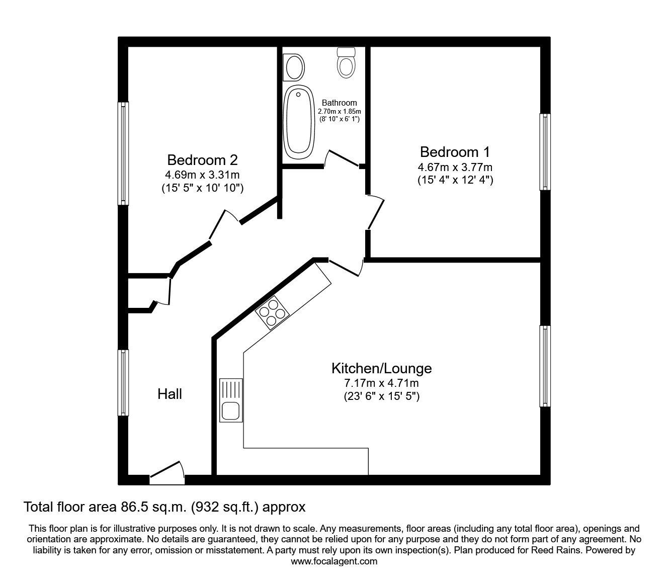 Floorplan of 2 bedroom  Flat to rent, Salisbury Street, Liverpool, L3