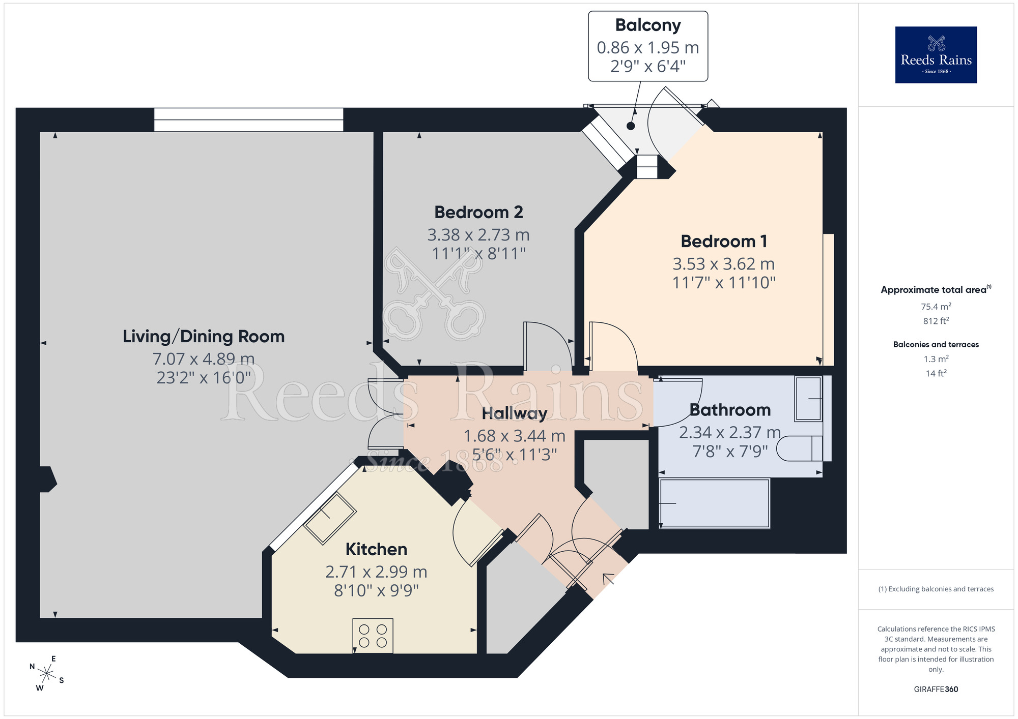 Floorplan of 2 bedroom Flat for sale, The Colonnades, Albert Dock, Liverpool, L3