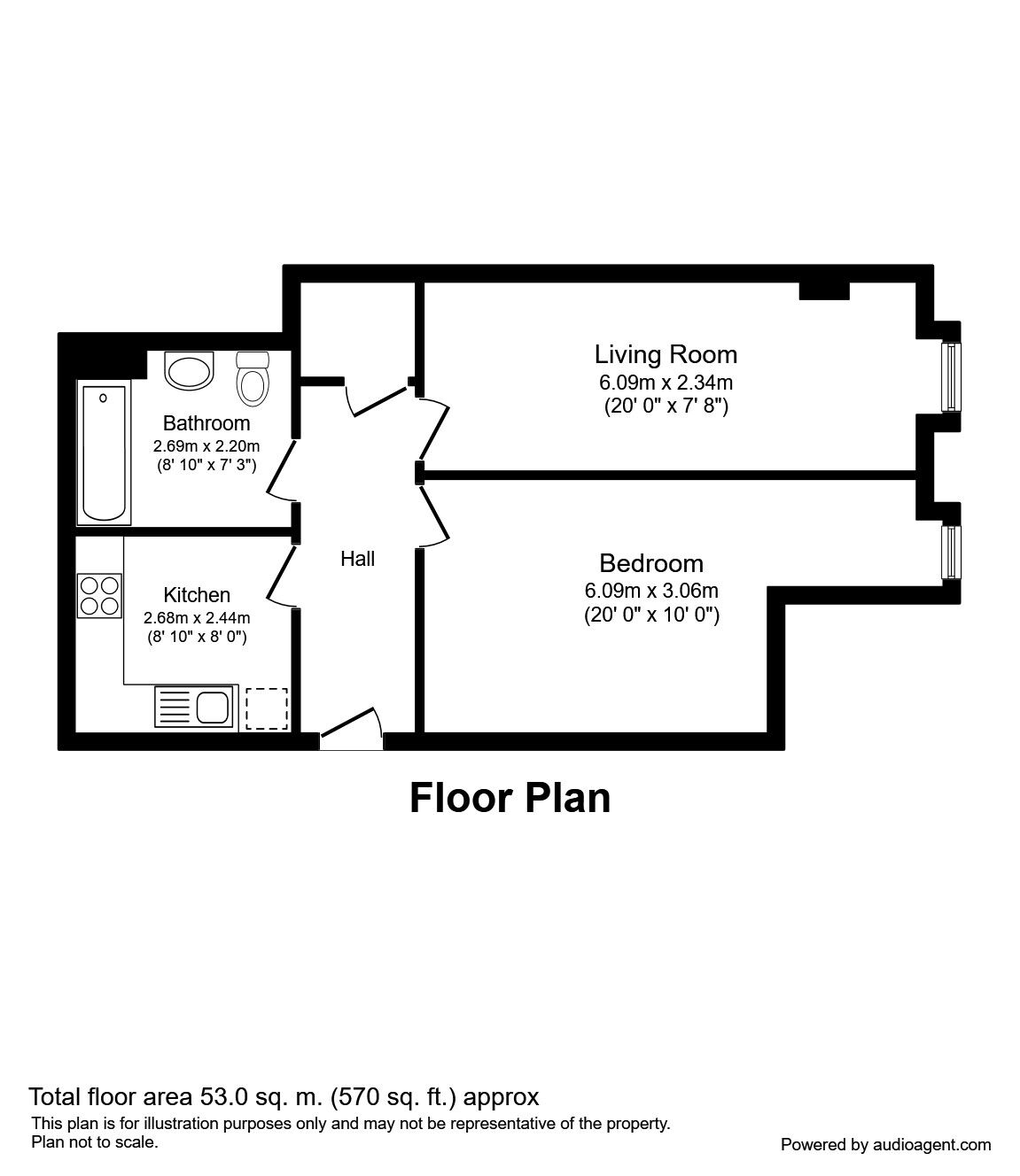 Floorplan of 1 bedroom  Flat to rent, Tithebarn Street, Liverpool, Merseyside, L2