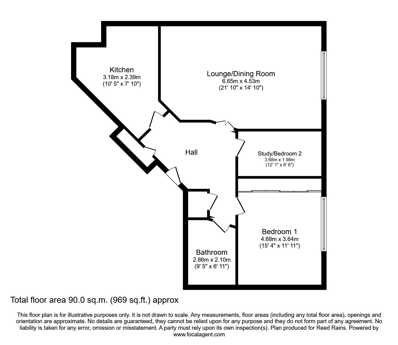 Floorplan of 1 bedroom  Flat for sale, The Colonnades, Albert Dock, Merseyside, L3