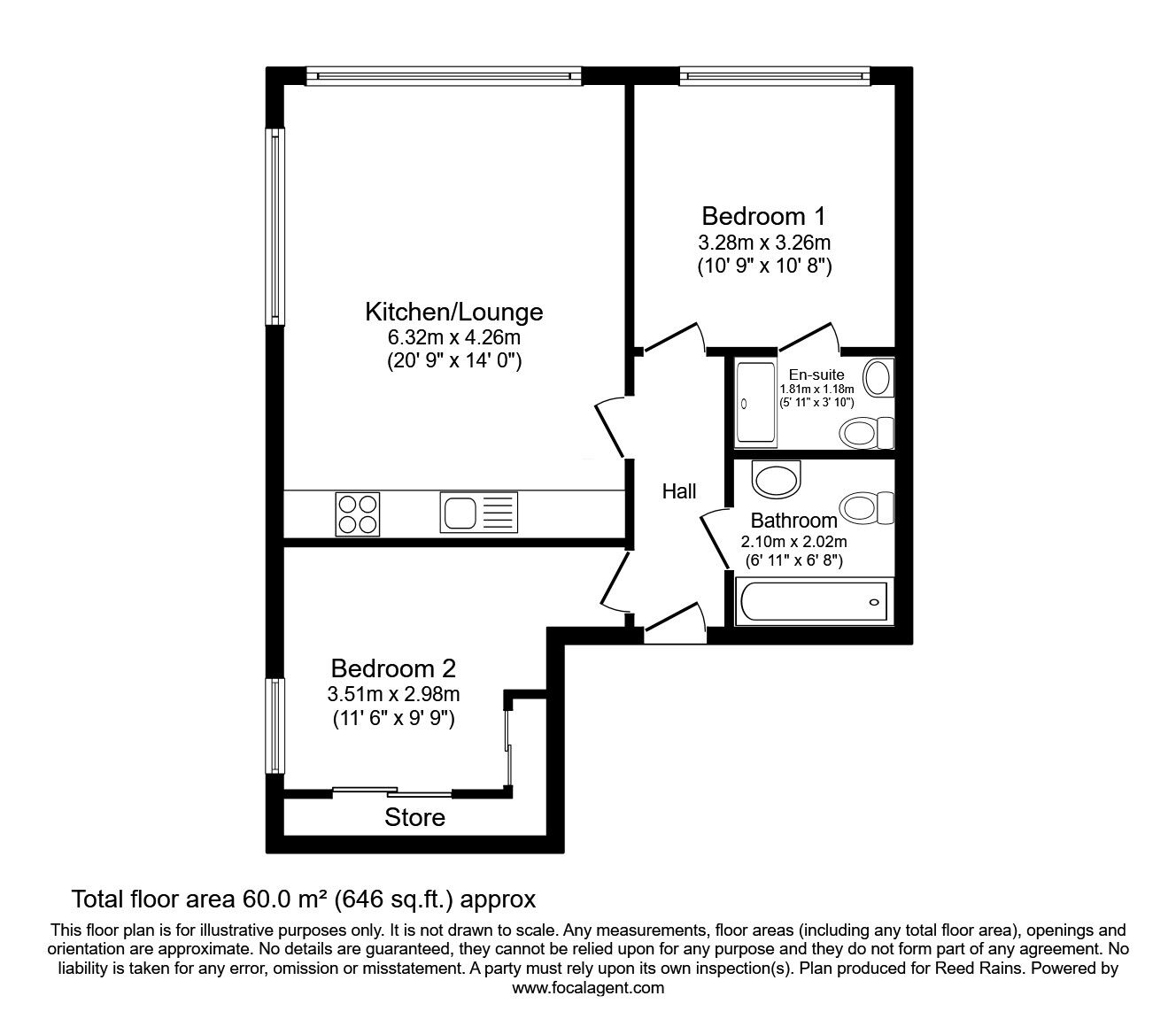 Floorplan of 2 bedroom  Flat for sale, Kenyons Steps, Liverpool, Merseyside, L1