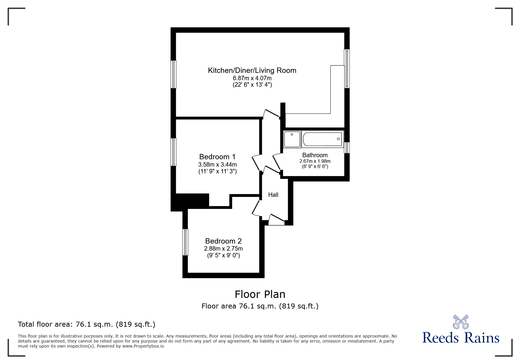 Floorplan of 2 bedroom  Flat for sale, Colonel Drive, Liverpool, Merseyside, L12