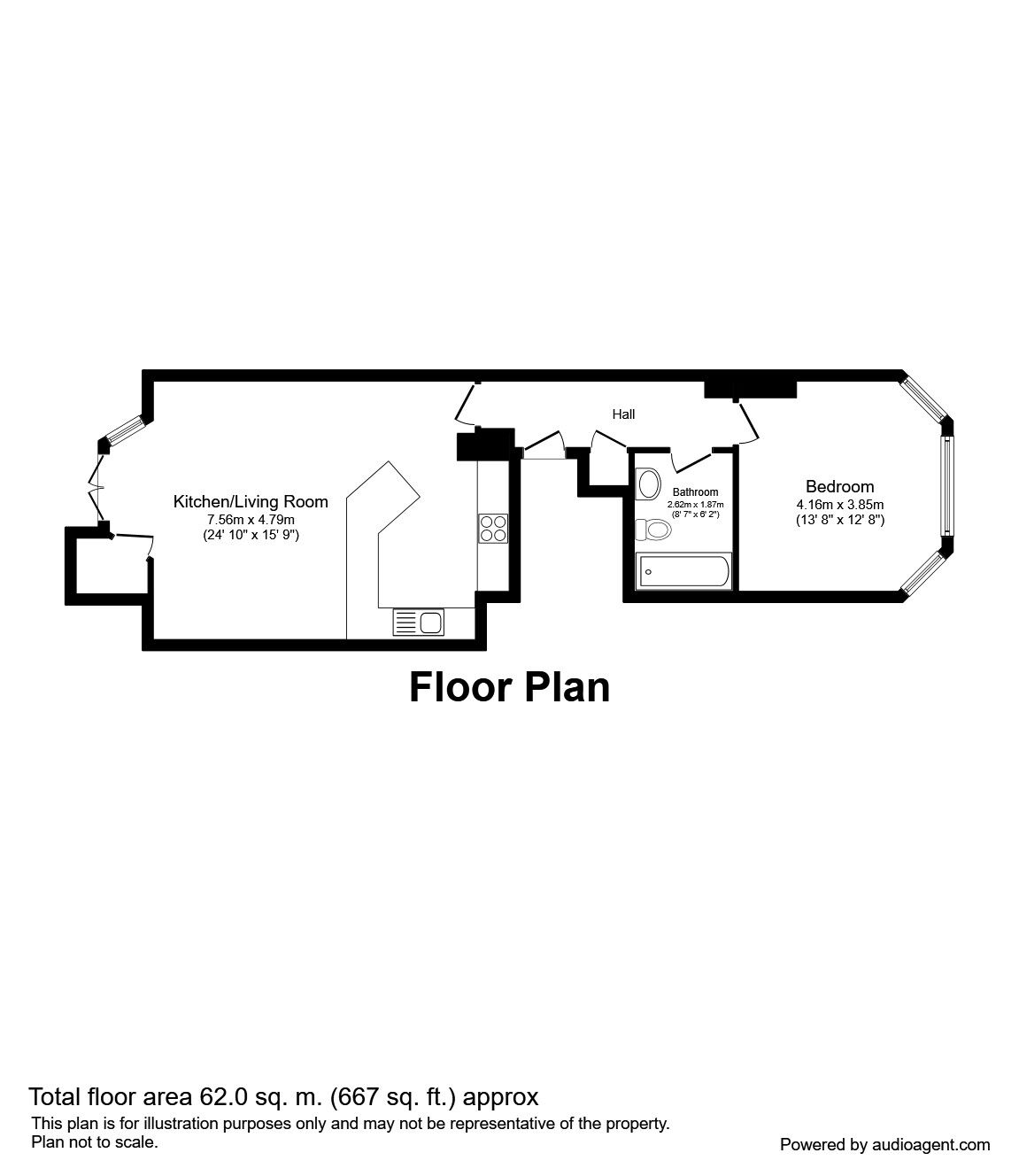 Floorplan of 1 bedroom Flat for sale, Devonshire Road, Princes Park, Merseyside, L8