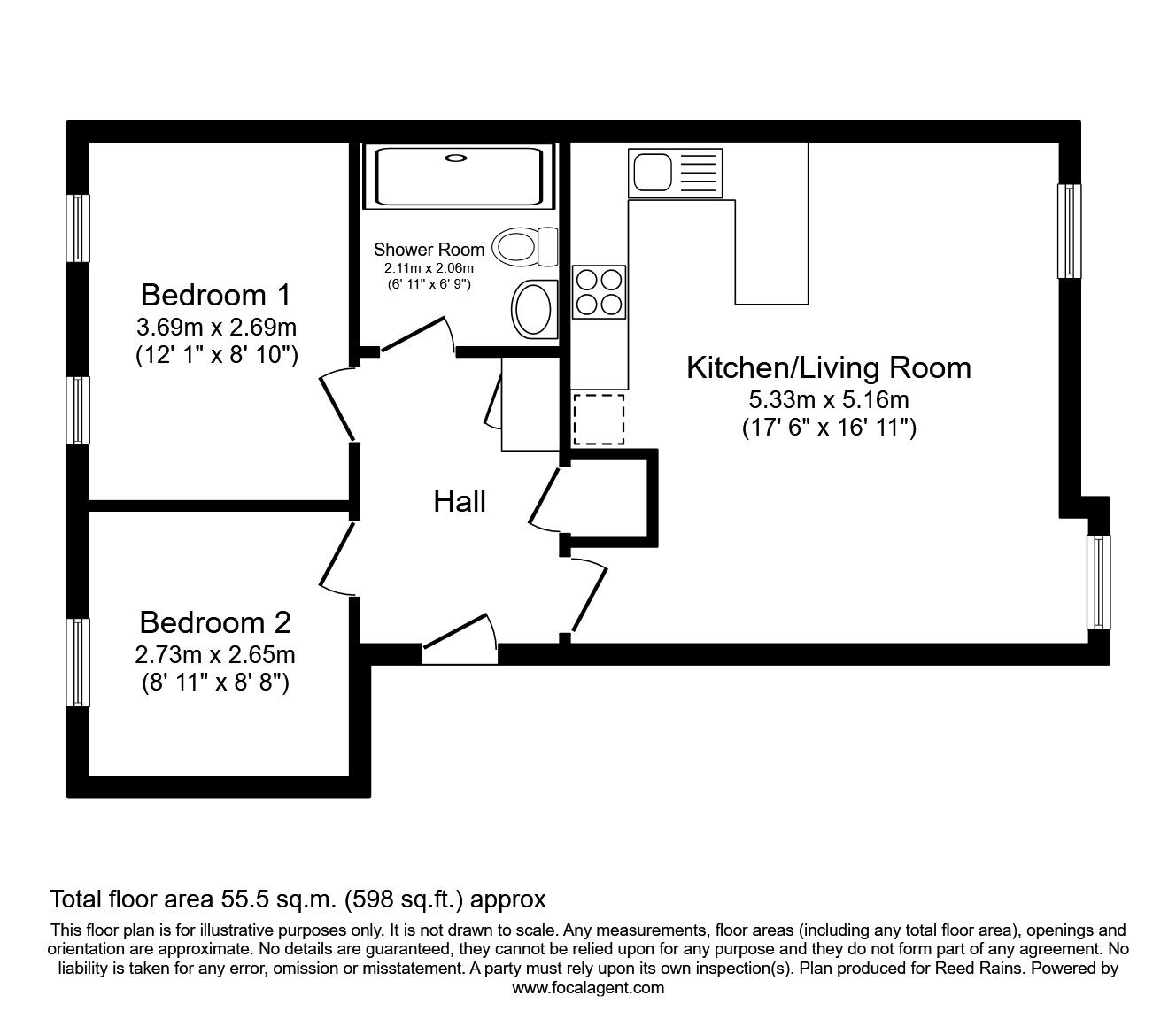 Floorplan of 2 bedroom  Flat for sale, Anglican Court, Liverpool, Merseyside, L8