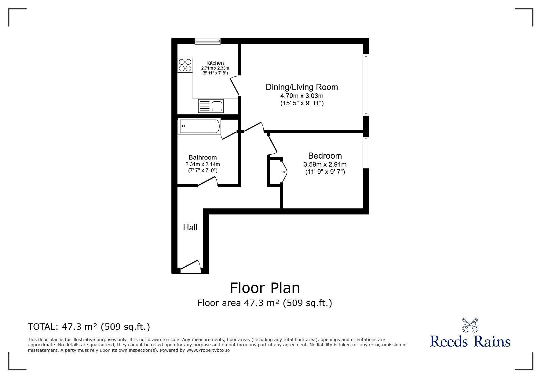 Floorplan of 1 bedroom  Flat for sale, Croxteth Road, Liverpool, Merseyside, L8