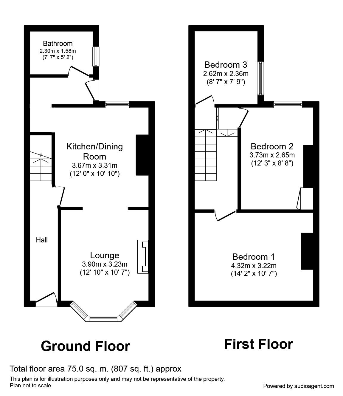 Floorplan of 3 bedroom Mid Terrace Flat to rent, Daisy Street, Liverpool, Merseyside, L5