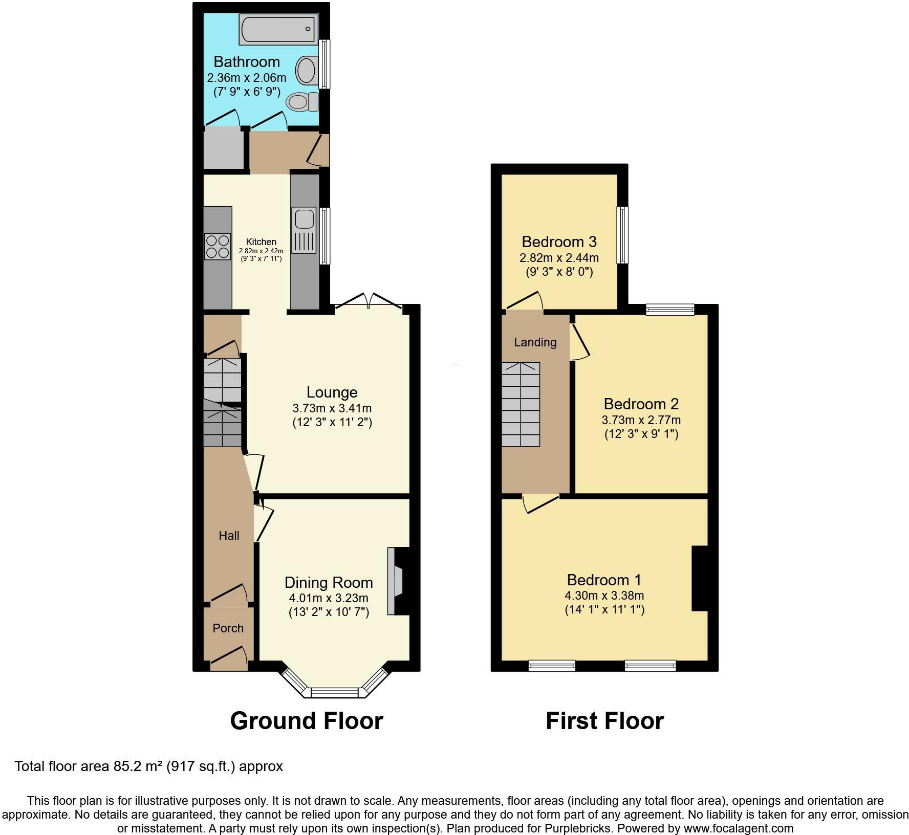 Floorplan of 3 bedroom Mid Terrace House to rent, Gwladys Street, Liverpool, Merseyside, L4