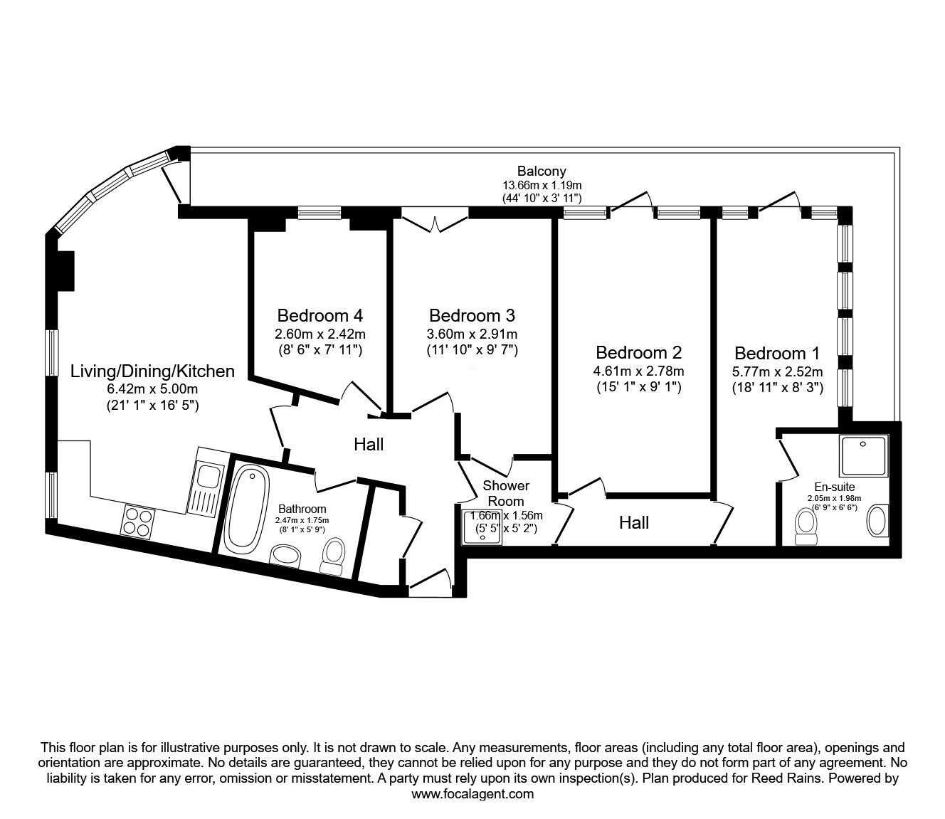 Floorplan of 4 bedroom Flat for sale, London Road, Liverpool, Merseyside, L3