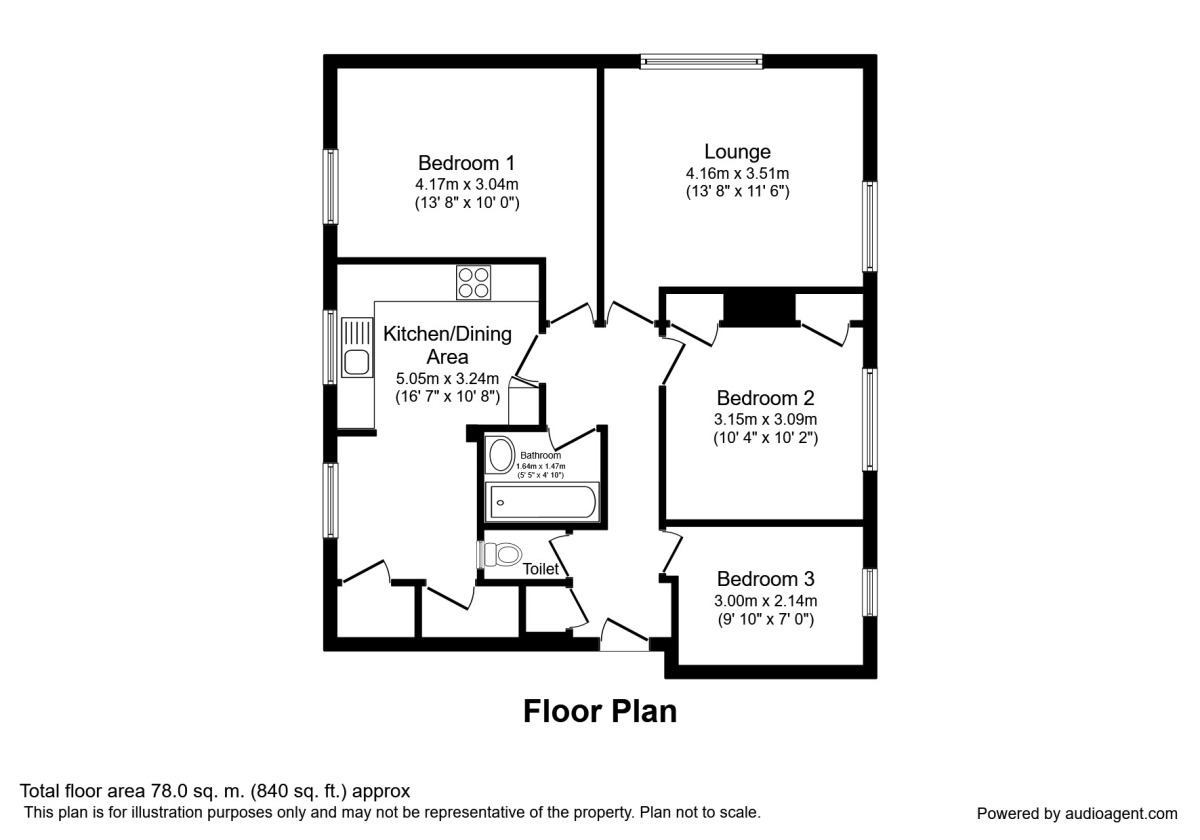 Floorplan of 3 bedroom  Flat for sale, Windsor Street, Liverpool, L8