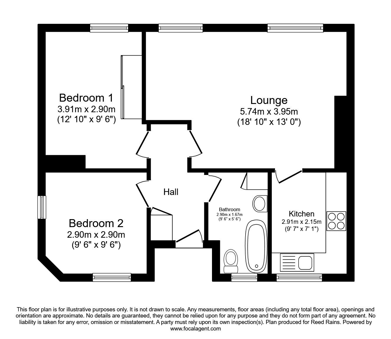 Floorplan of 2 bedroom  Flat for sale, Minster Court, Liverpool, Merseyside, L7