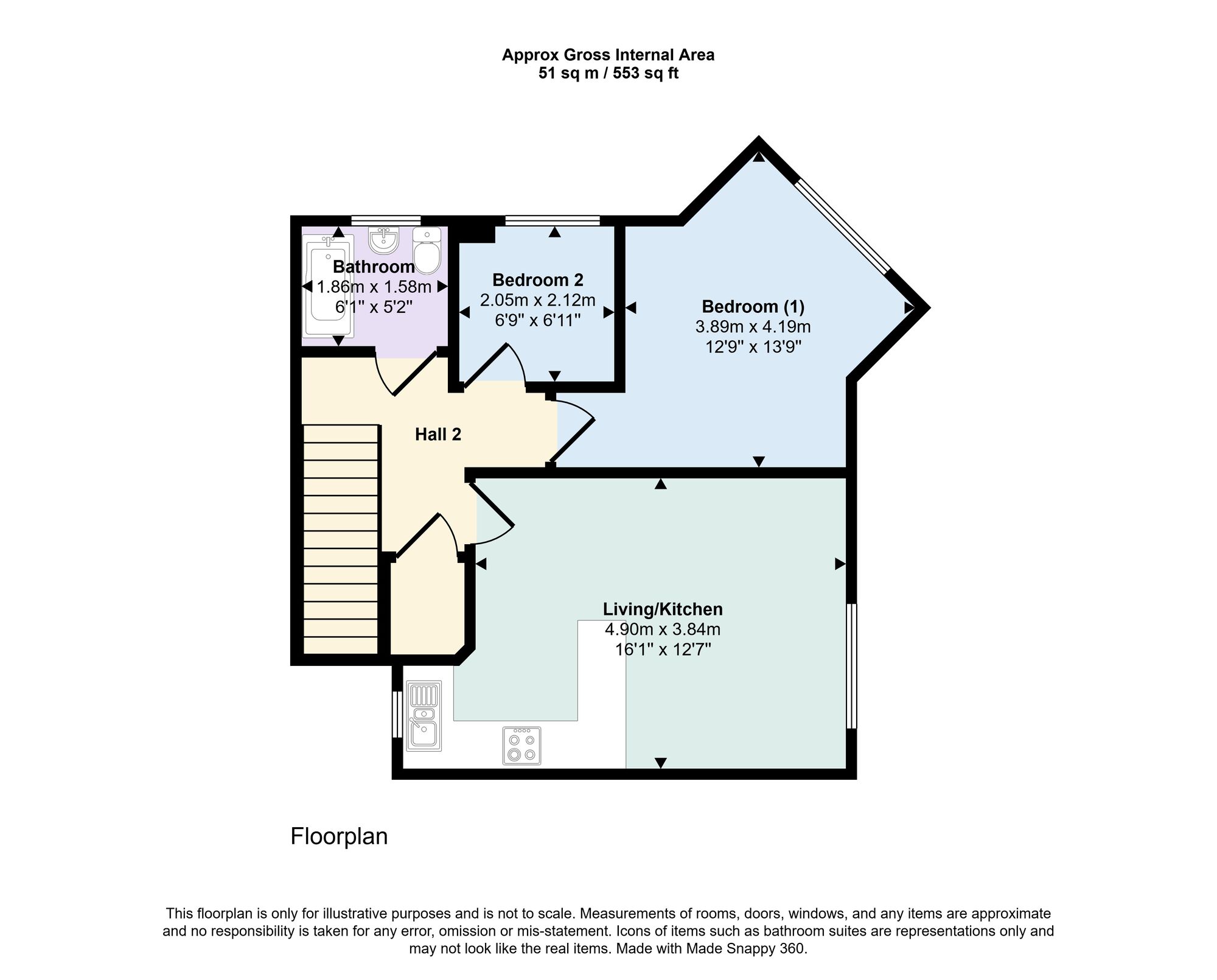 Floorplan of 2 bedroom Flat for sale, Marnwood Walk, Liverpool, Merseyside, L32