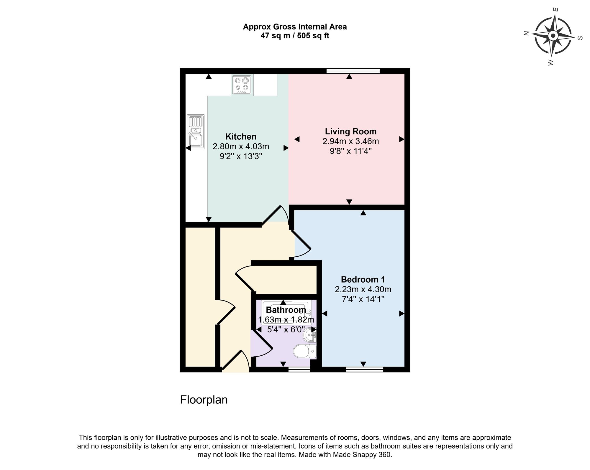 Floorplan of 1 bedroom Flat for sale, Kearsley Close, Liverpool, Merseyside, L4