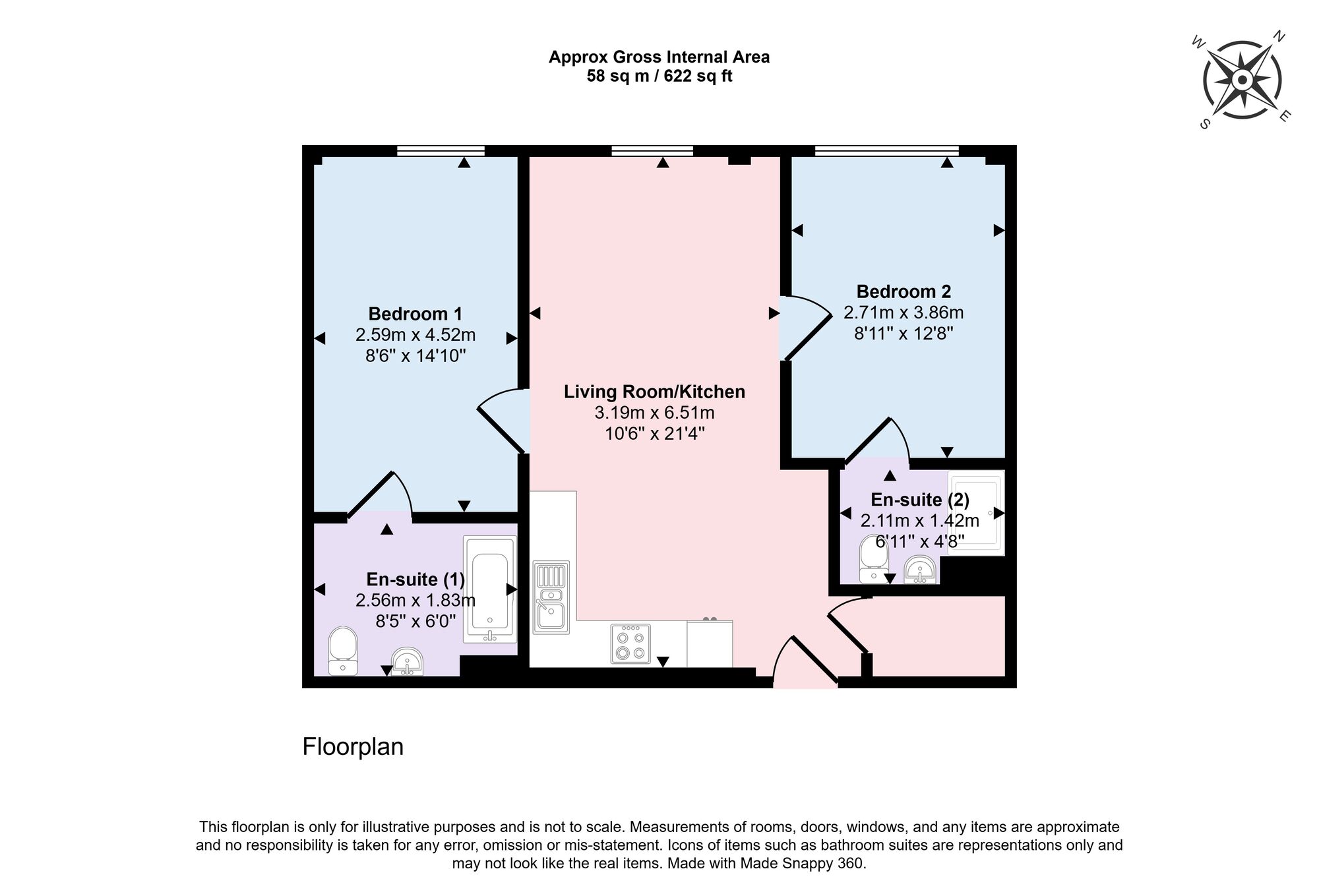 Floorplan of 2 bedroom Flat for sale, Richmond Row, Liverpool, Merseyside, L3