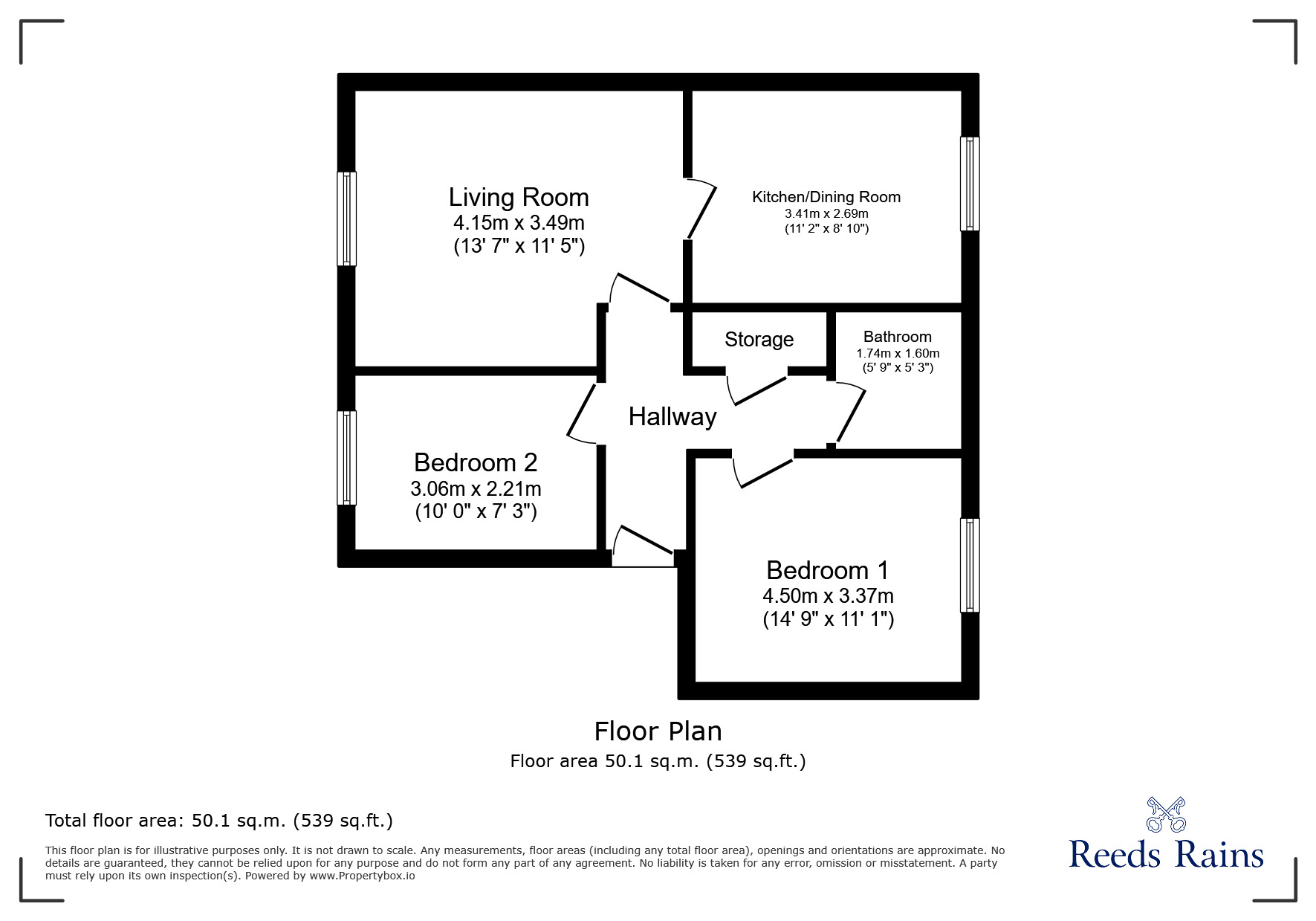 Floorplan of 2 bedroom Flat for sale, Burroughs Gardens, Liverpool, Merseyside, L3