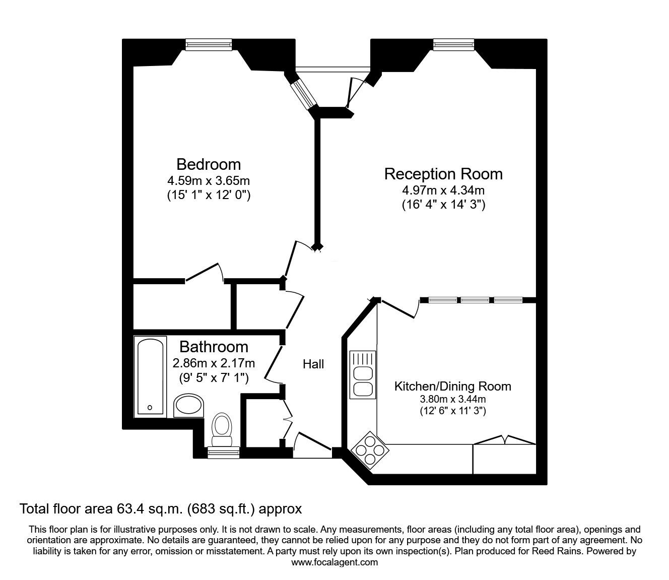 Floorplan of 1 bedroom Flat for sale, The Colonnades, Albert Dock, Merseyside, L3